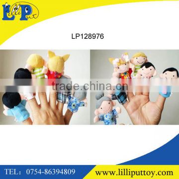 2016 hot sale funny happy family plush stuffed finger toys for kids 5pcs/bag