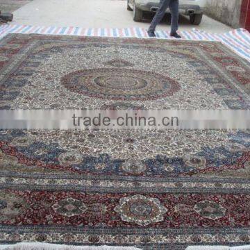 high density exquisite hand knotted pure silk carpet14*20ft