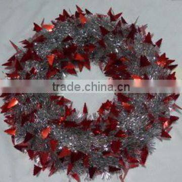 2015 Promtional Artificial PET Tinsel Wreath in Green Color