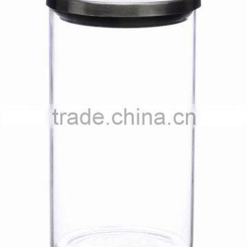 Brushed stainless steel cover borosilicate glass food storage jars