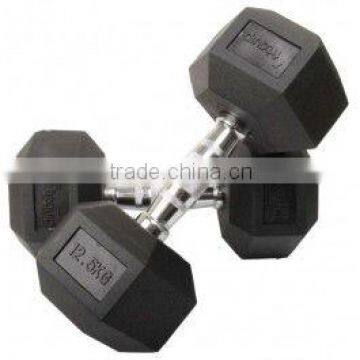 Crossfit Black Rubber Coated hex dumbbells