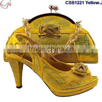 CSB1221Gold shoes &bags arrival design high quailty low price hot selling beautiful lady high heel shoes match bag