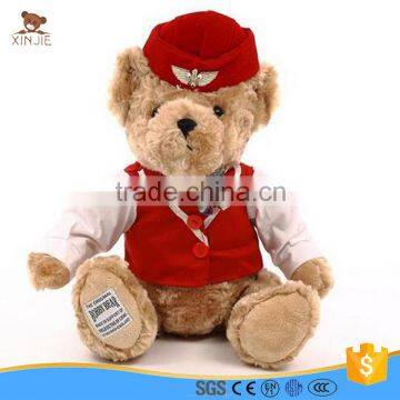 custom plush aviator teddy bear toy soft teddy bear with airline stewardess                        
                                                                                Supplier's Choice