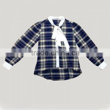 Clothing Manufacturer Latest Shirts for Girl Long Sleeve Checked Printed Cotton Blouses for Girls