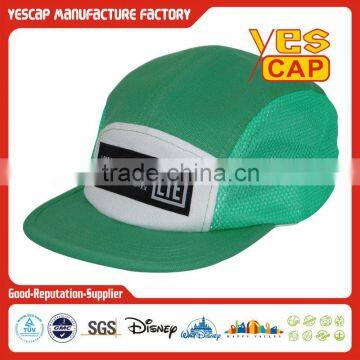 Hot selling newest green 5 panel adjustable hats with woven label