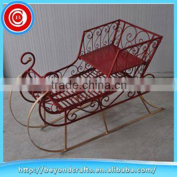 Antique great red practical Christmas decor wrought iron sleigh