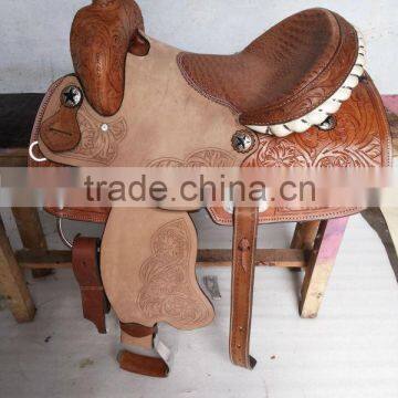 Western Saddle Hand Carved Leather