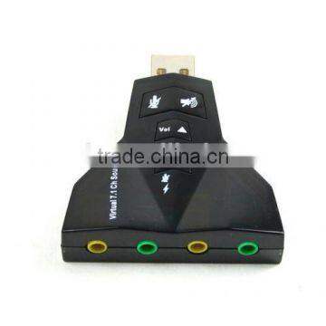 USB to 3D External Sound Card Audio Adapter Virtual 7.1 Channel CH Sound Mic Speaker Double Adaprter