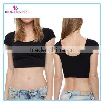 95% cotton 5% spandex womens midriff crop top