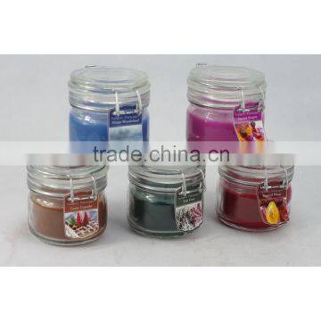 scented colored glass candle with lid size 77mmD*80mmH