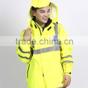 En471popular Raincoat With Reflective Strips Factory Eflective Traffic Fluoescent Unisex Raincoat Emergency Raincoat With Lining photo-4