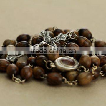 Olive Wood Catholic Rosary With Oval Olive Wood Beads Retail Box photo-5