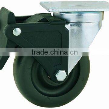 22 Series Double Ball Raceway Structure Top Plate Swivel Black PP Caster With Nylon Top Lock Brake