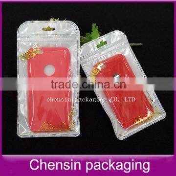 white plastic bag withzipper of the hot stamping printing for iphone6 plus back cover