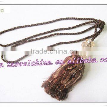 Acrylic tassel tieback with beads, decorative ribbon curtain tieback and magnetic design