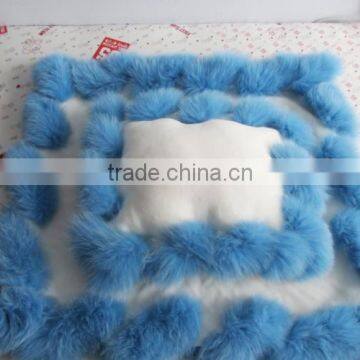 High Quality Handmade Wool Pillow Blanket with twist fox fur trim