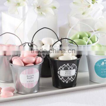 Personalized Colorful Mini Tin Buckets pails with personalized sticker