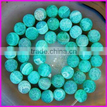 KJL-BD8008 8mm Frosted Round Blue Agate Beads