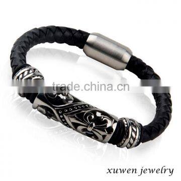 genuine truth leather bracelet with stainless steel casting charms and clasps