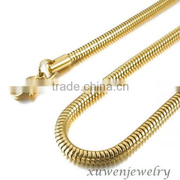 hign end round snake shape 316l stainless steel jewelry gold filled chain