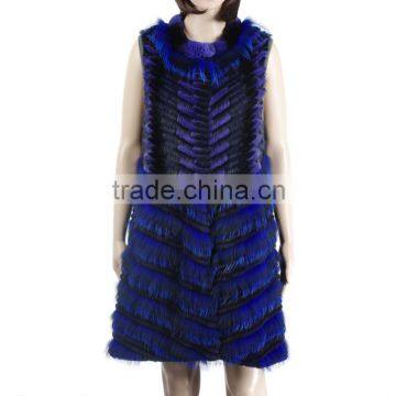 Ladies rex rabbit fur vest winter fur vest dress fox fur vest dress KZ150085