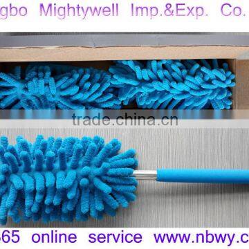 Stainless Steel Extendable&Flexible Microfiber Telescopic Hand Duster Cyan colour