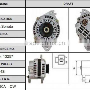 Affordable high-quality auto electric auto car alternator for Dlika,Sonata OEM:md126796