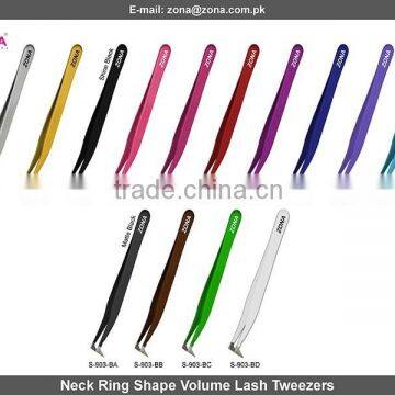 Neck Ring Shaped Volume Lash Tweezers / L Type Volume Lash Tweezers For 3D - 6D Eyelash Extensions From Zona Pakistan