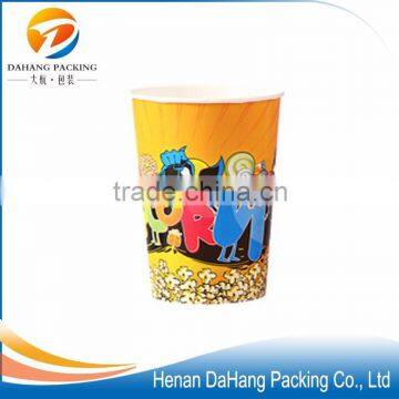 Hot sale custom printed different size single pe film wall popcorn cup paper bucket