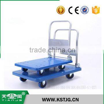 TJG high quality metal Platform Cart Dolly Folding Foldable Moving Warehouse Push Hand Truck trailer