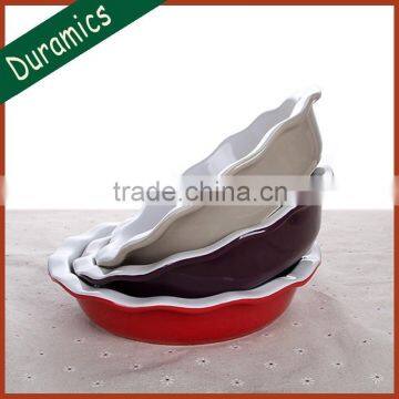 Round ceramic baker with color