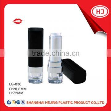 Empty uv finish square plastic lipstick container with clear base