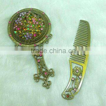 Promotional gift compact mirror set with comb