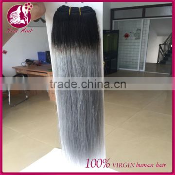 Top Quality ib sliver color 100% virgin brazilian hair sew in human hair weave ombre hair