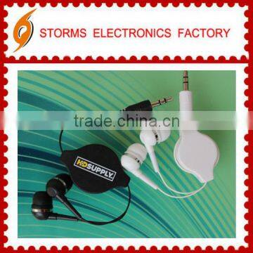 Retractable customized logo canal earphone for promotion