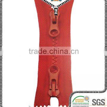 Custom good quality fashionable resion Plastic double way open end zipper