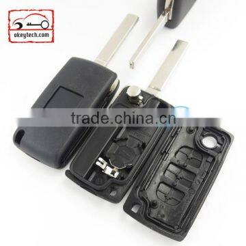 Good Price Peugeot 3 button flip romote key shell for 308 blank with battery place Car Key Peugeot 0536 romote key case