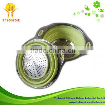 Wholesale food grade stainless steel handle kitchen strainer colander