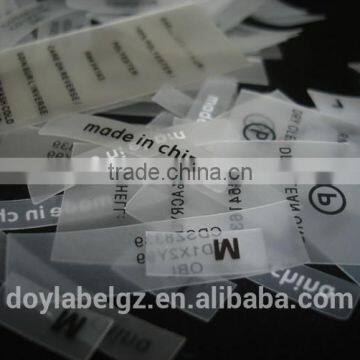 Wholesale silicon custom soft transparent TPU waterproof swimwear care clothing label