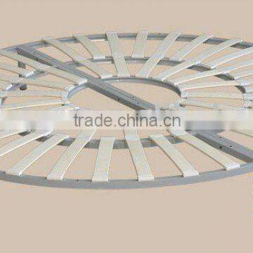 Round bed frame with wooden slats