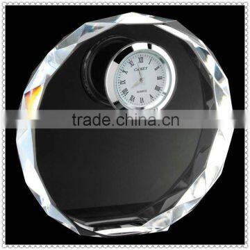 Diamond-Edge Plain Black Crystal Clocks For Custom Supplies