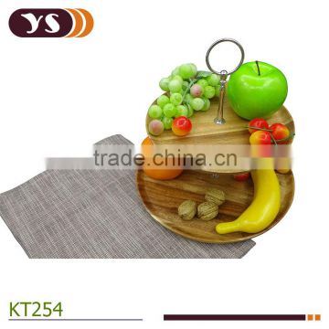 2 tier wood food tray hot sale rotatable fruit tray