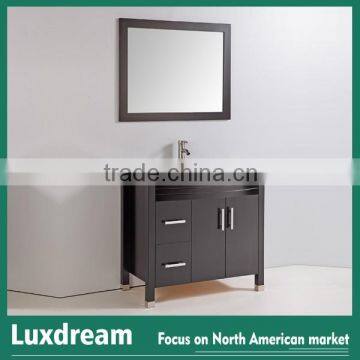 36'' single espresso bathroom vanity set with tempered glass sink