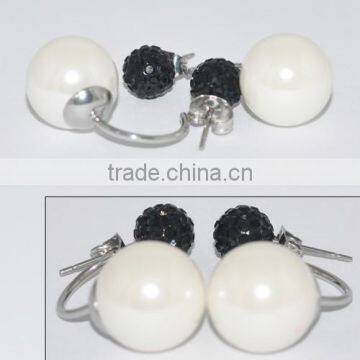 Fashion Stainless Steel Pearl Earring With Diamond Jewellery photo-2