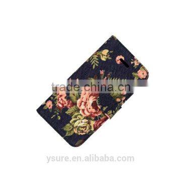 Flower Pattern Fabric Leather Phone Case For OnePlus One With PVC ID and Credit Card Slots photo-2