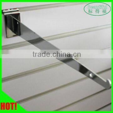 Chrome shelf bracket for wall slats