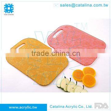 Colorful Acrylic Embedded fabric kitchen food fruit chopping board