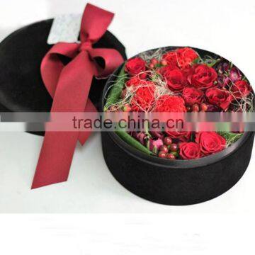 Round fabric Flower boxes with ribbon bowknot