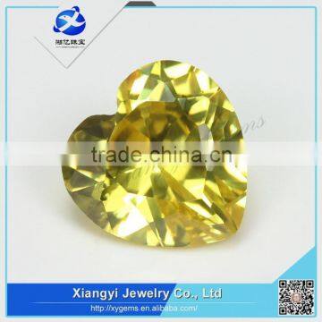 brilliant high quality yellow heart cut synthetic cubic zirconia from China