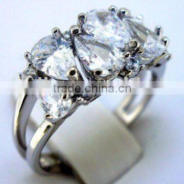 QCR053 silver wedding rings with big stone,925 sterling silver ring in rhodium plating